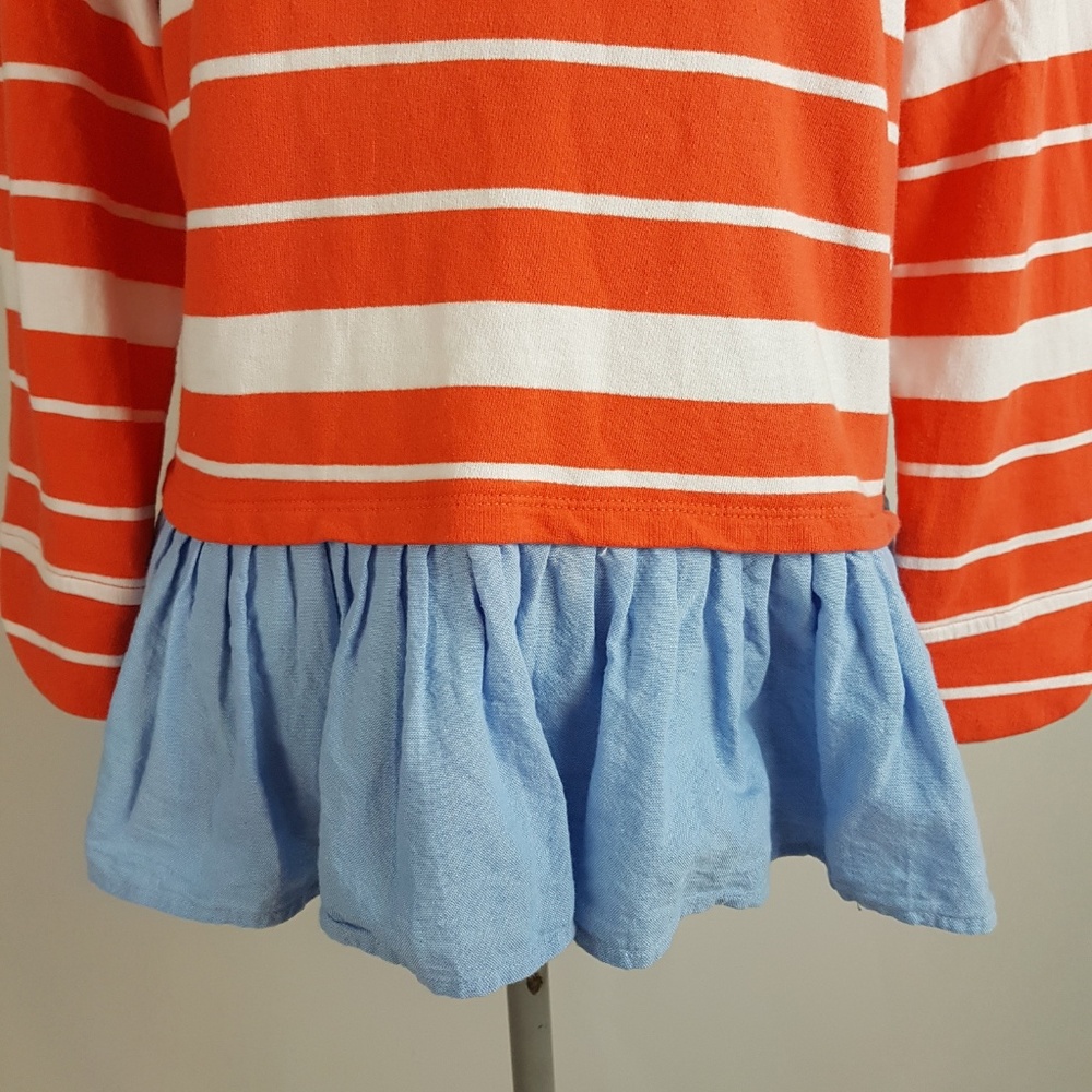 Crown & Ivy Orange Stripe Ruffle Long Sleeves Top - Picture 3 of 8
